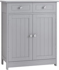 Grey Freestanding Bathroom Storage Cabinet with 2 Door, 2 Drawers, Adjustable Shelf Z31398