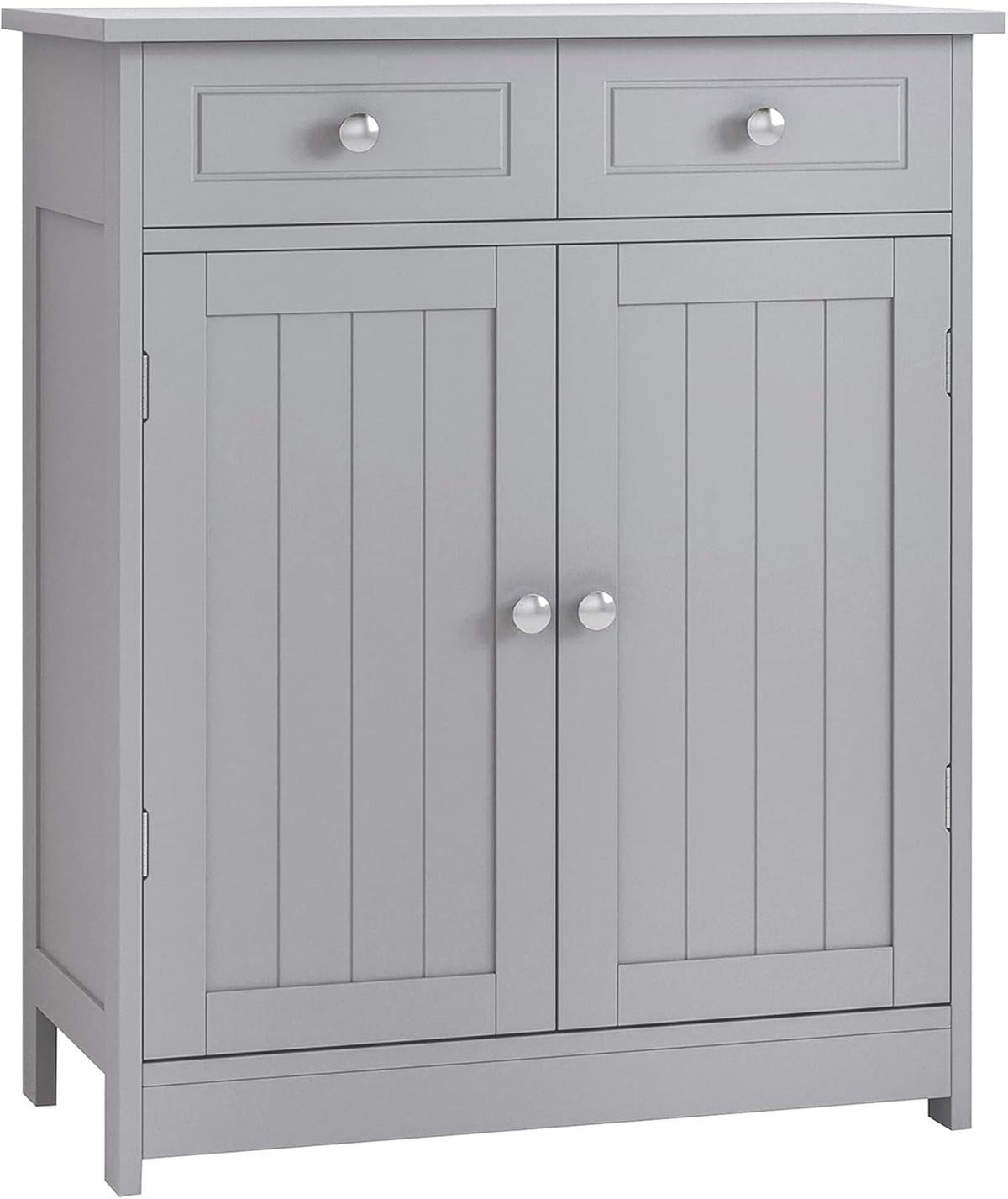 Grey Freestanding Bathroom Storage Cabinet with 2 Door, 2 Drawers, Adjustable Shelf Z31398