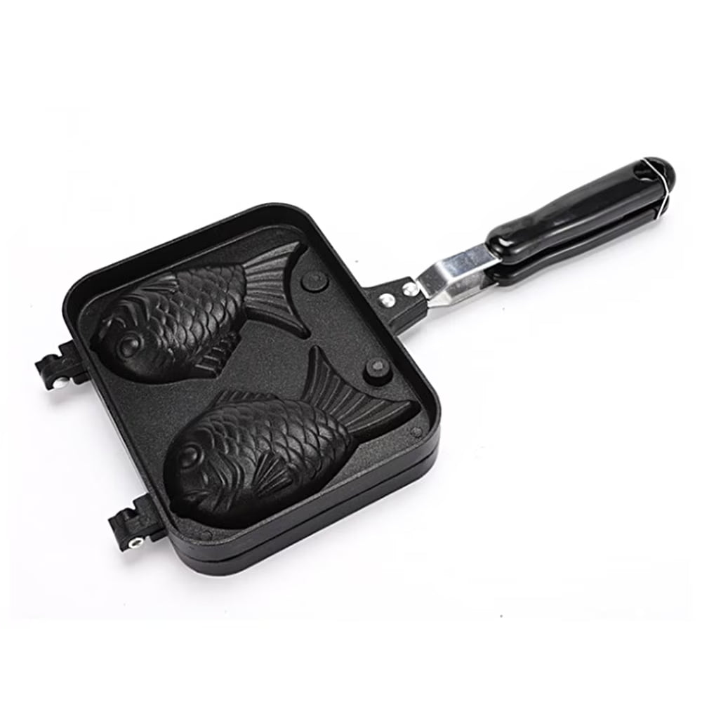 Fish-shaped Waffle Maker Mold, Aluminum Alloy Non-stick Handle Waffle Iron O871