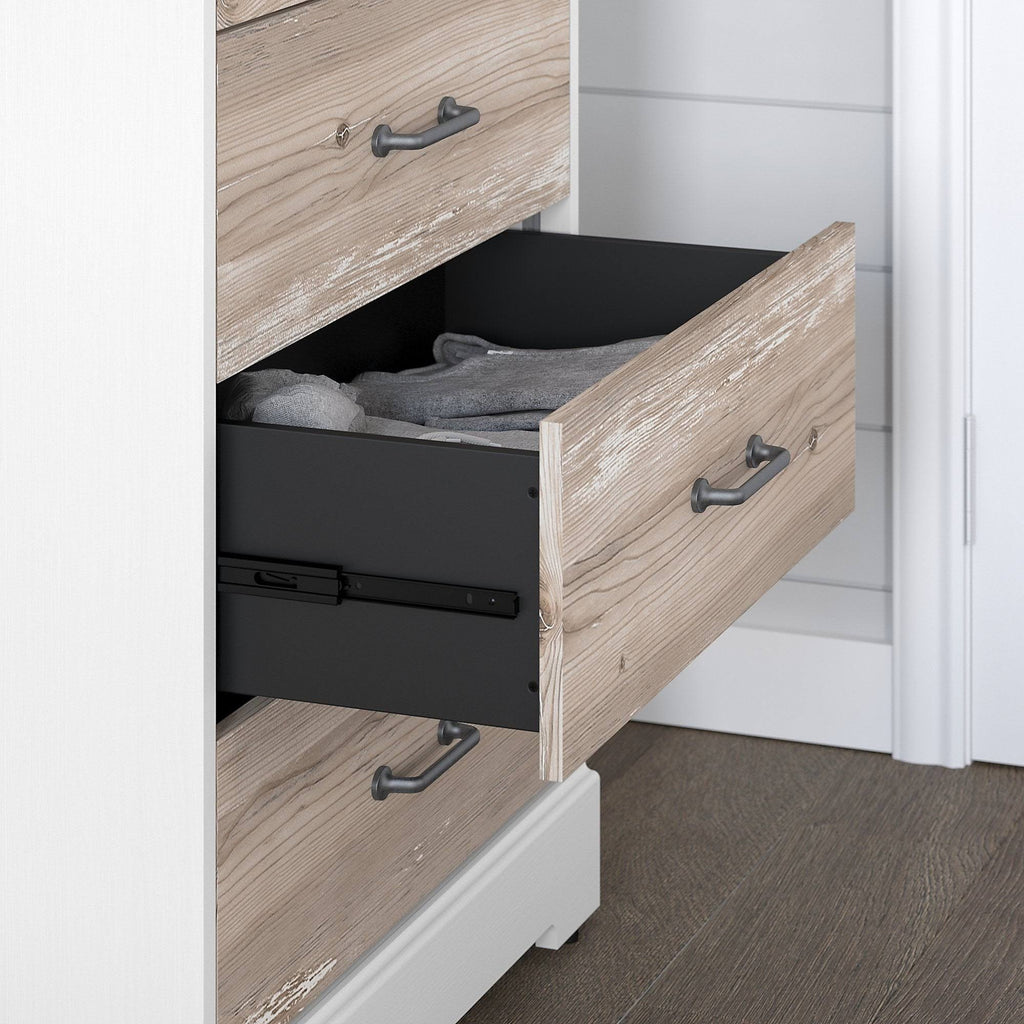 White Suede Oak Barnwood Chest of Drawers Z69465
