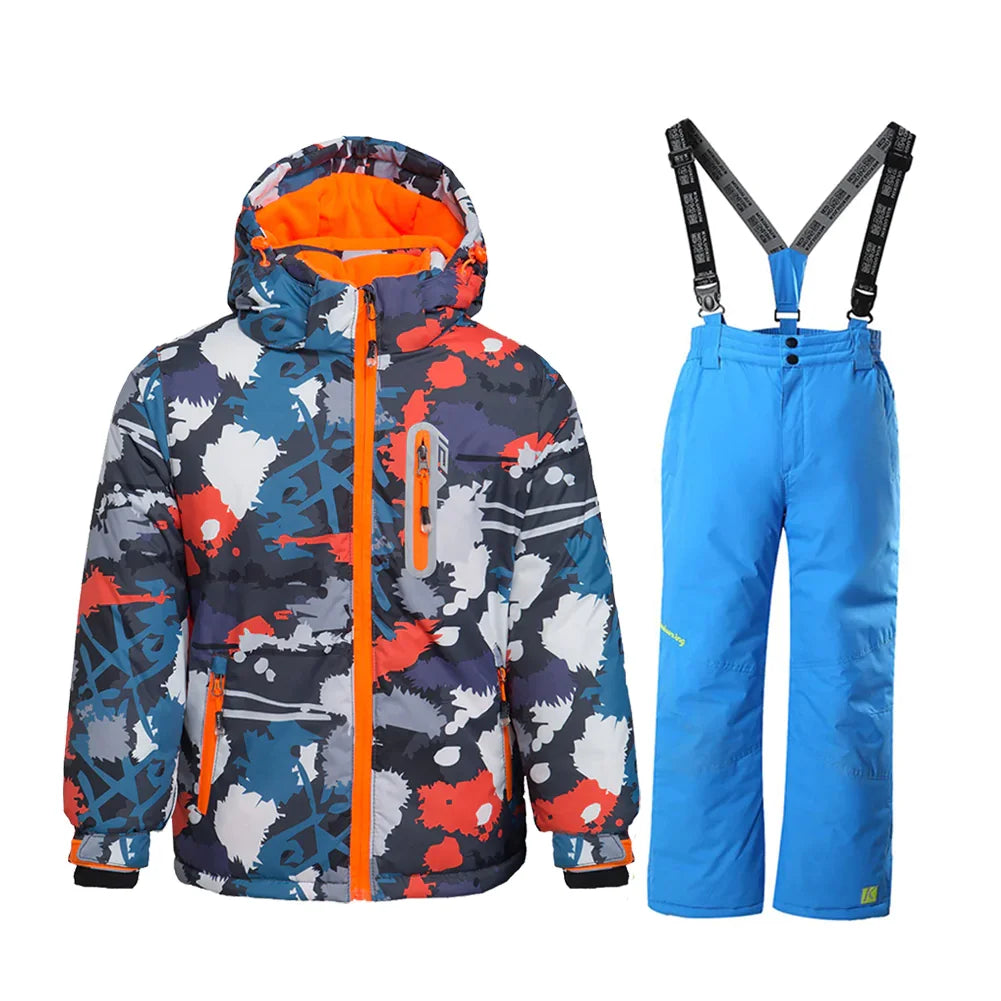 Blue Hooded Insulated Ski Suit X592527