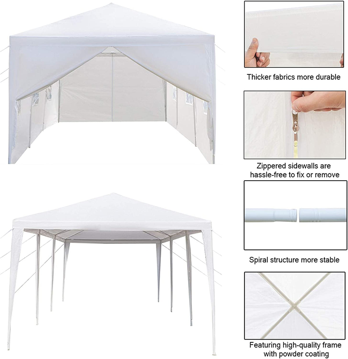 10'x30' Waterproof Canopy Tent with 8 Removable Sidewalls A50107