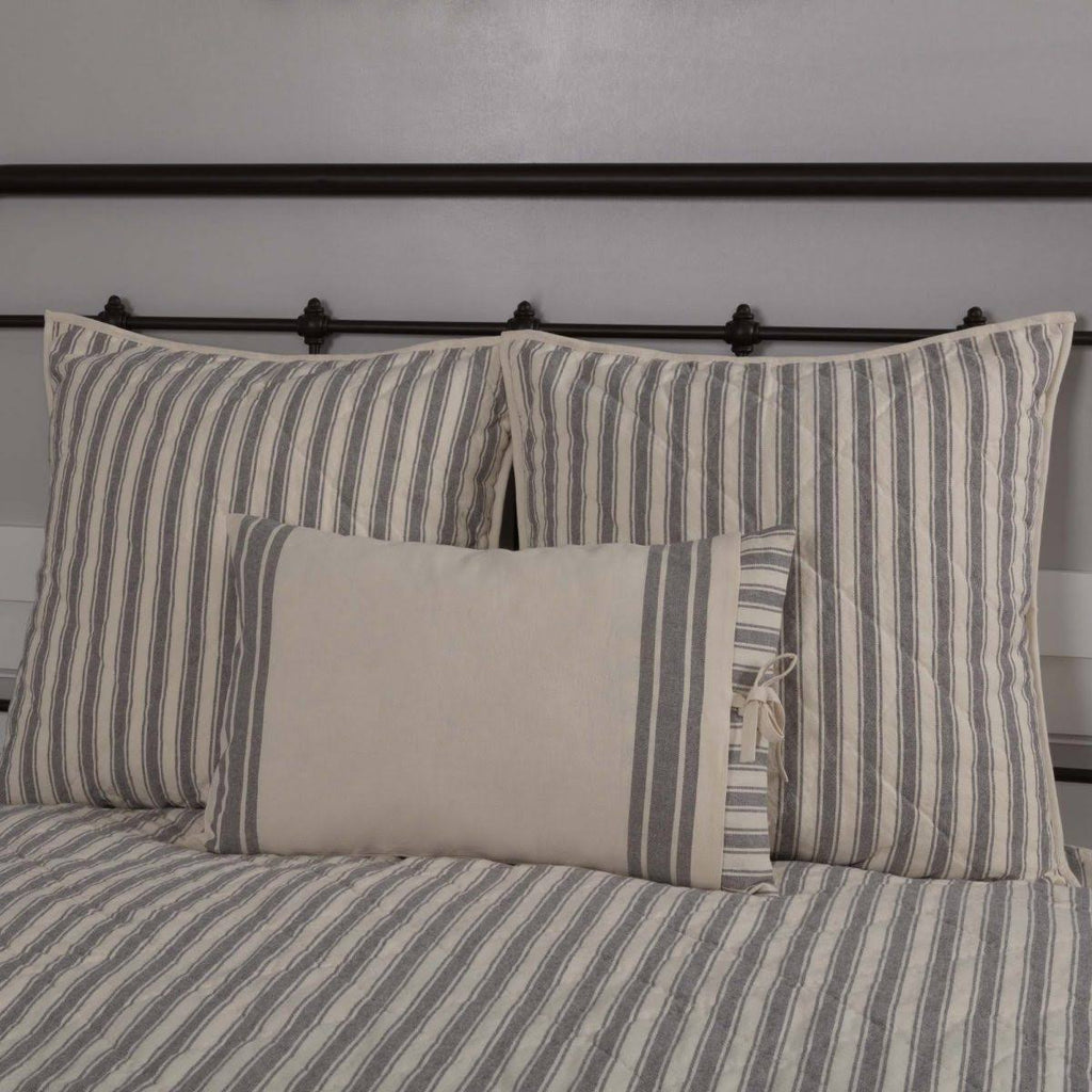 King Gray Ticking Stripe Quilt F969310