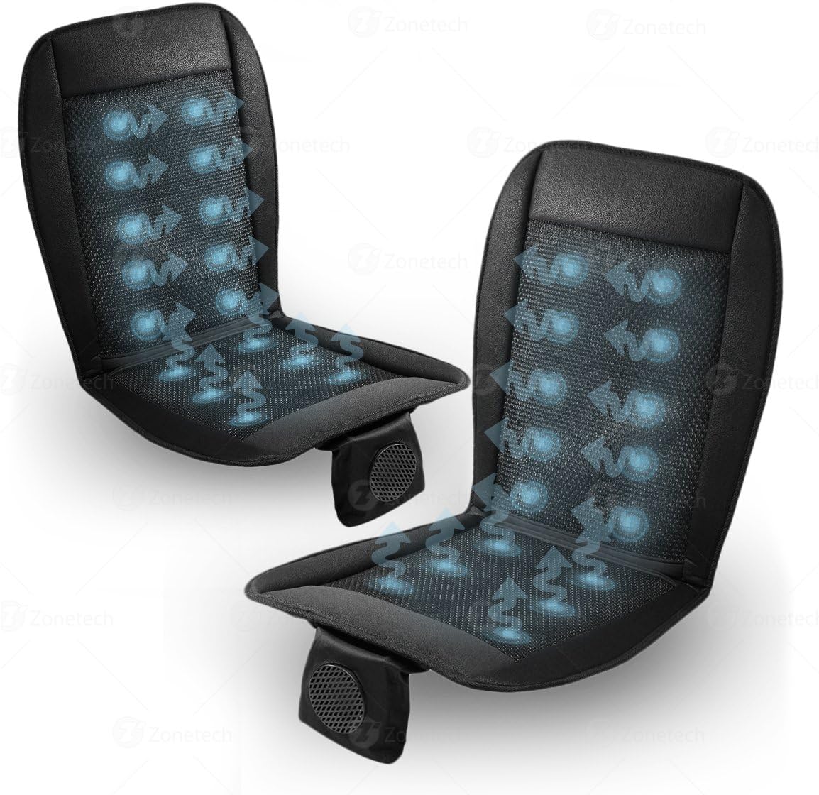 Black Cooling Car Seat Cushion 2-Pack 12V Automotive W945069