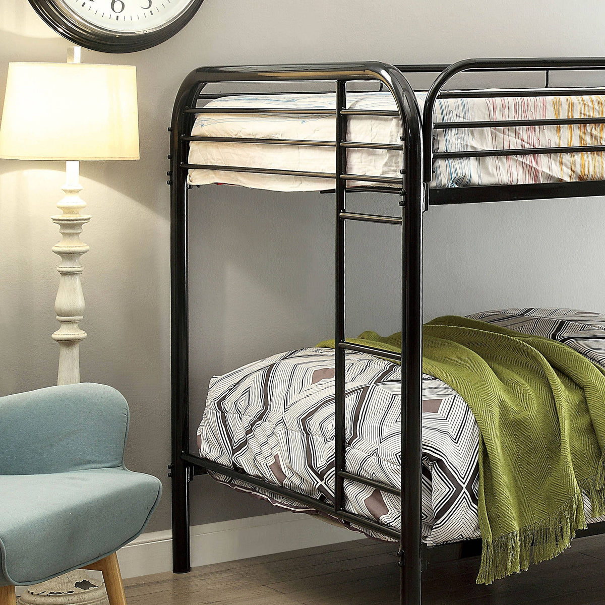 Black Metal Bunk Bed E5566