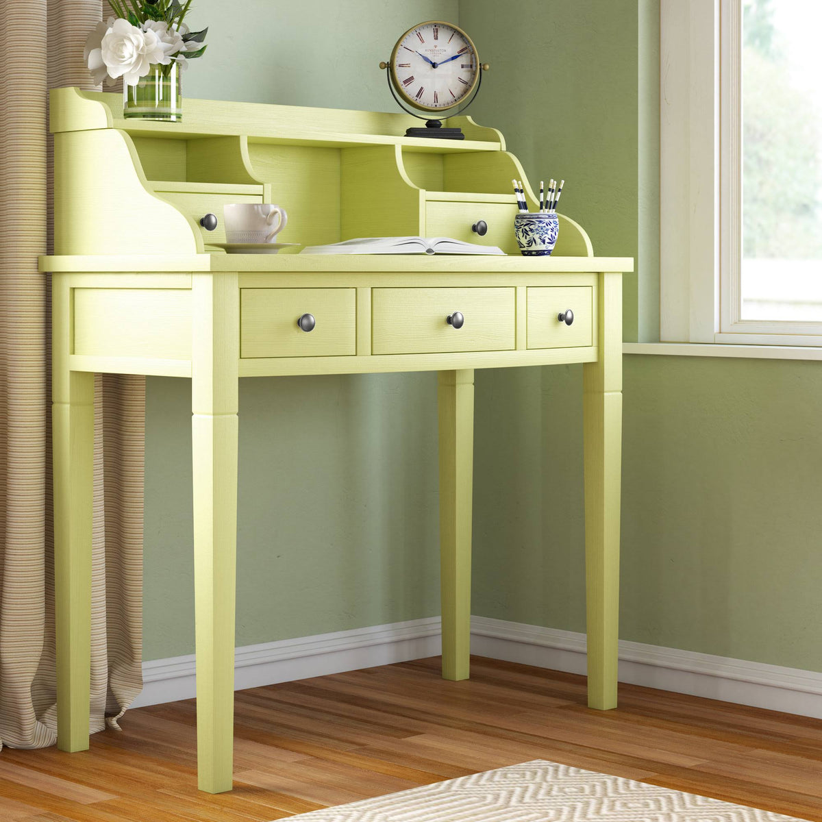 Split Pea Secretary Desk with Hutch E55960