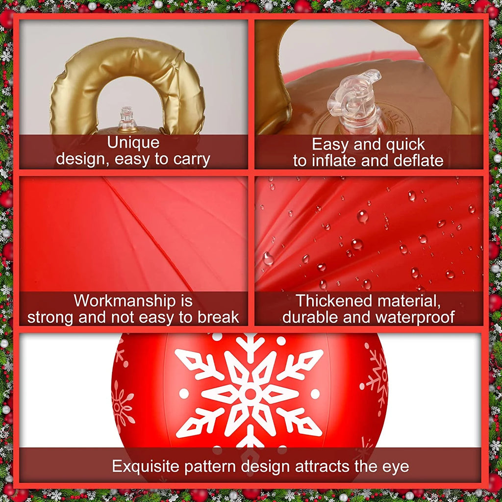 3 Pcs 24 Inch Giant Inflatable Christmas Ball PVC Outdoor Decorations K74759