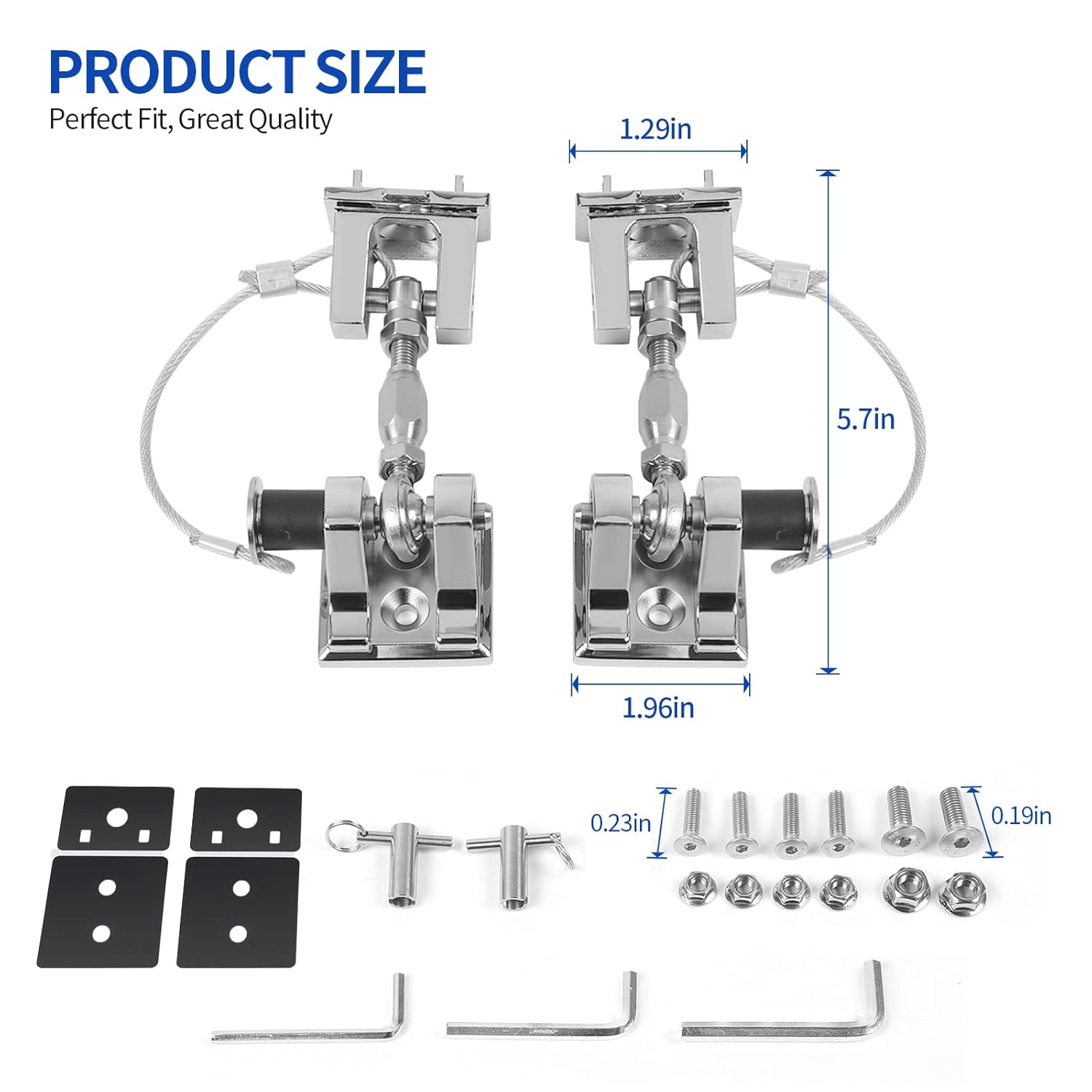 Hood Latches for Jeep Wrangler JL JT, Aluminum Alloy, Chrome, Pack of 2 B4091