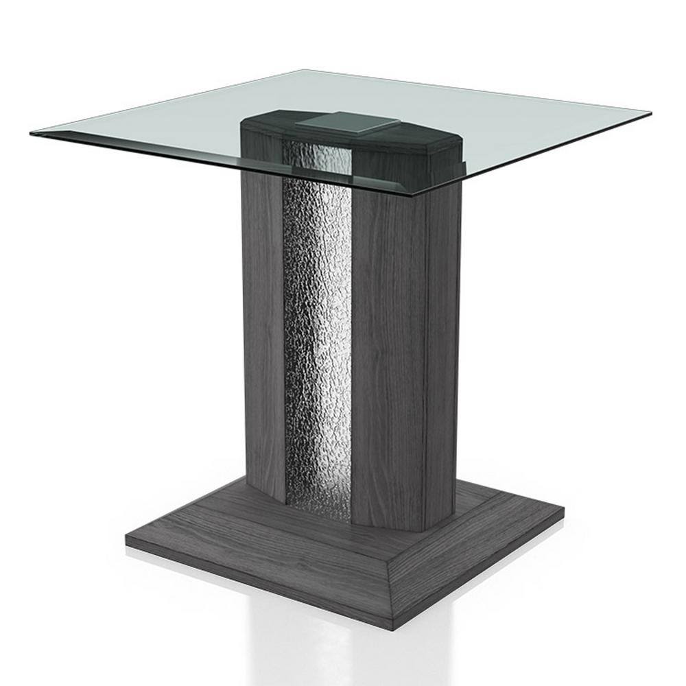 Gray Glass Top End Table Q89695