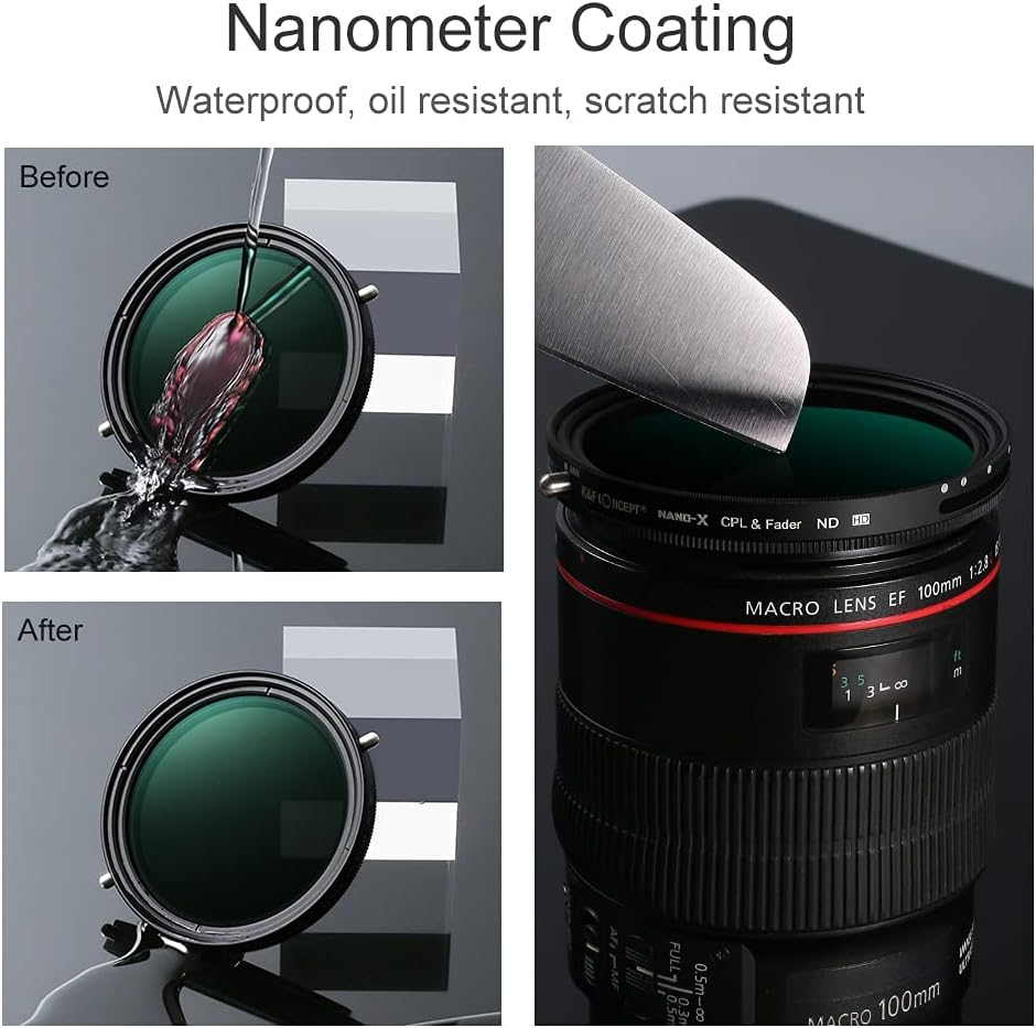 62mm Variable Fader ND2-ND32 ND Filter and CPL Circular Polarizing Filter 2 in 1 A33854