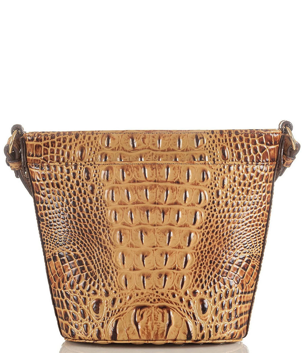 Pecan/Gold Embossed Leather Mini Crossbody P4492