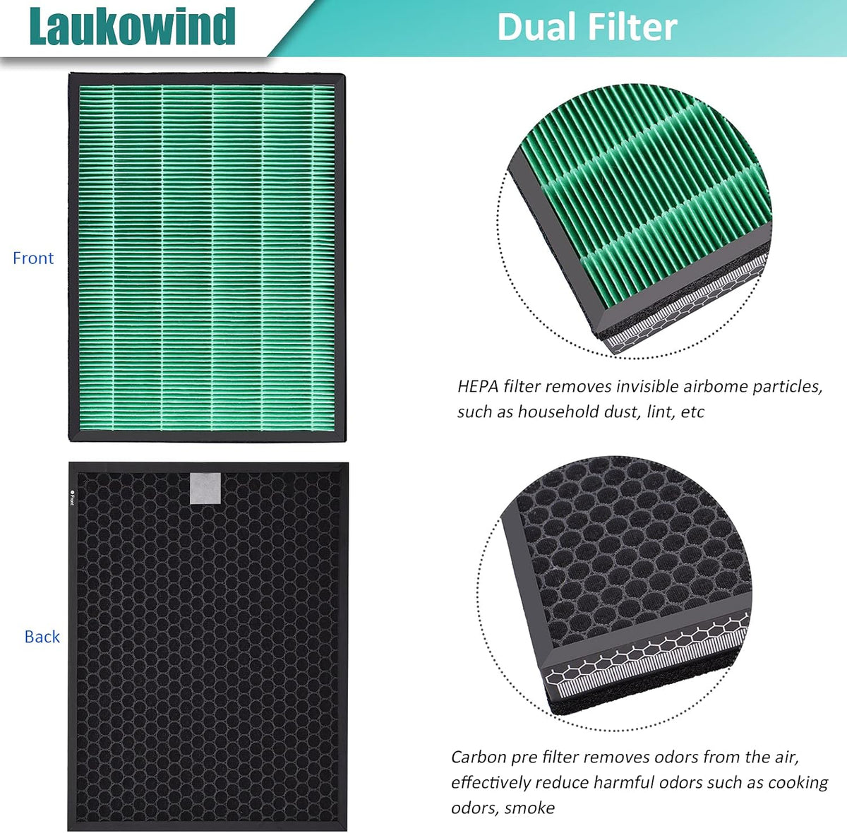 Combined True HEPA with Activated Carbon 2-in-1 Filter Replacement (2 Pack) H540