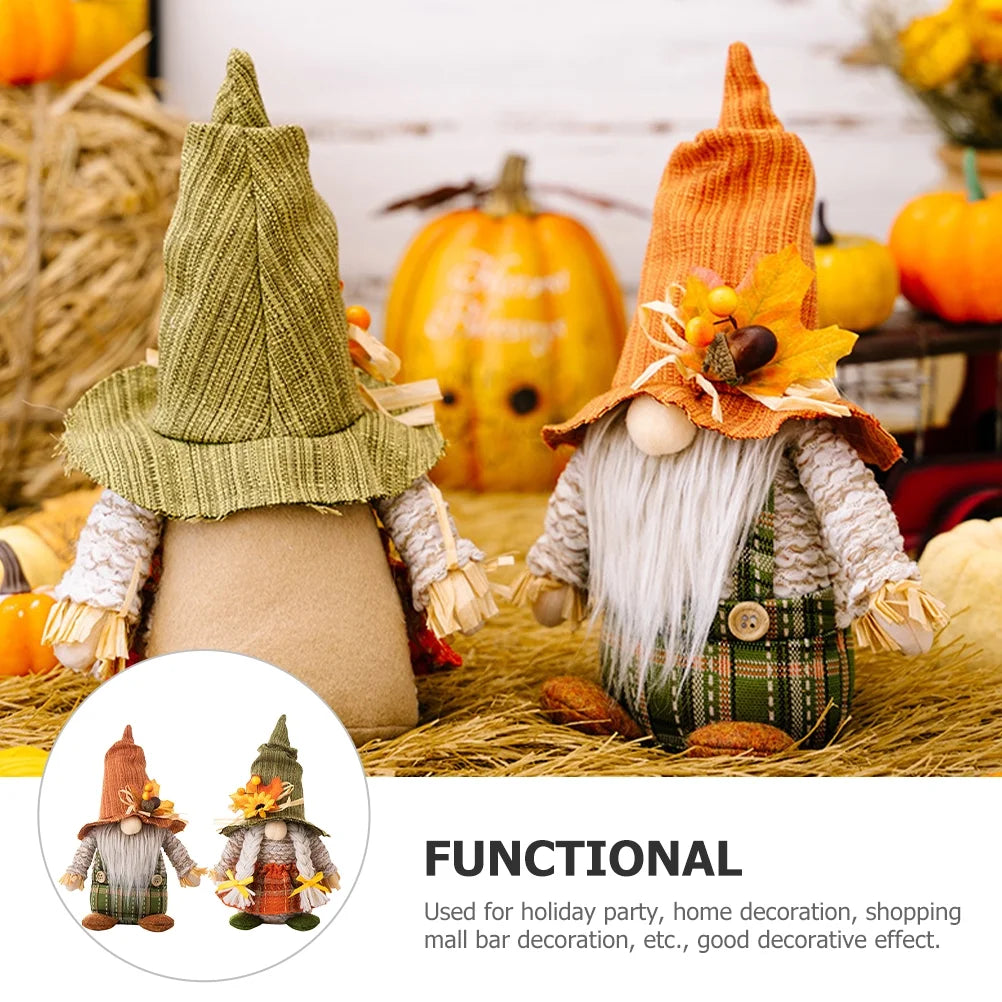 2 Pcs Thanksgiving Harvest Gnome Elf Desktop Party Decor E60642