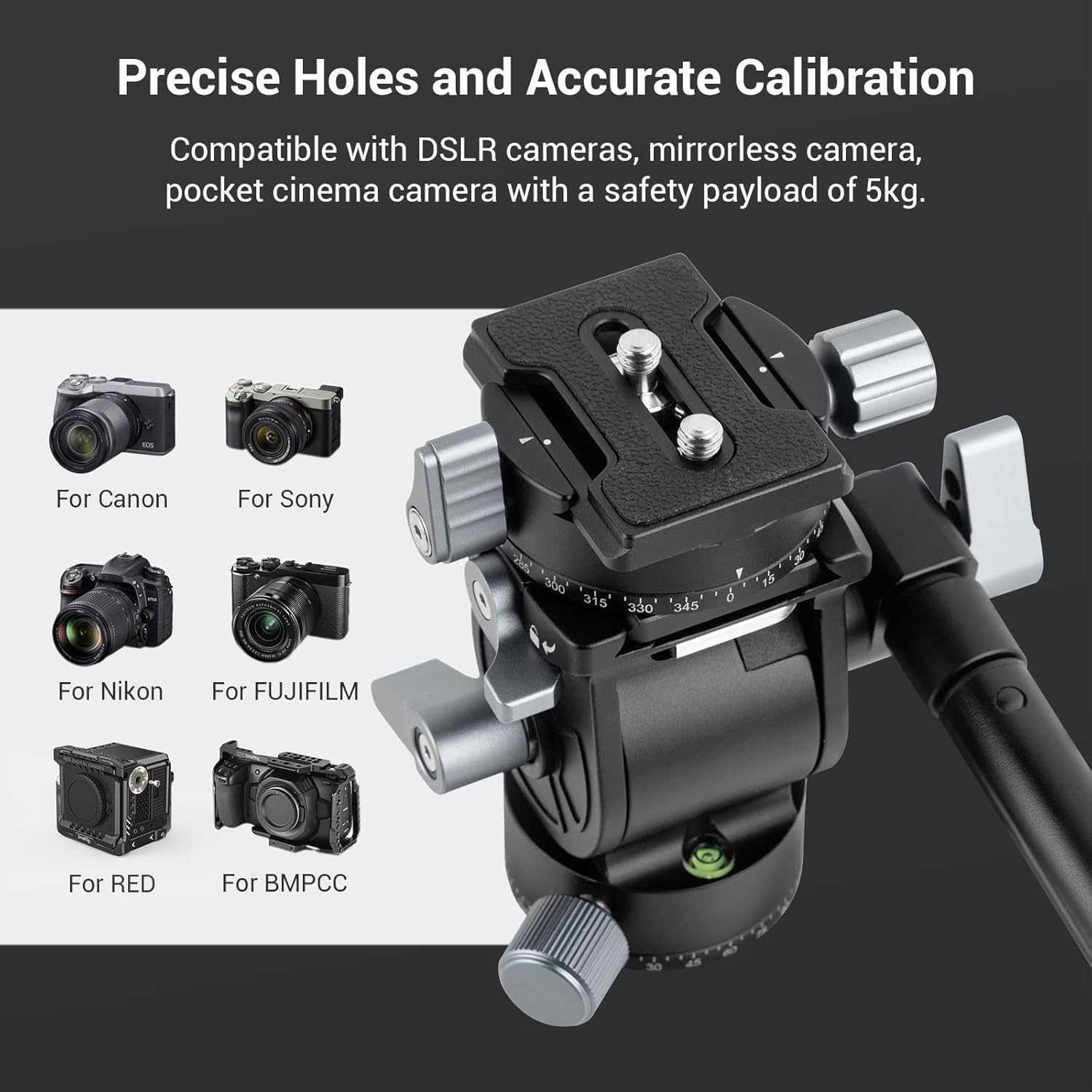 Video Head with Quick Release Plate for Compact Video Cameras and Tripod H97457