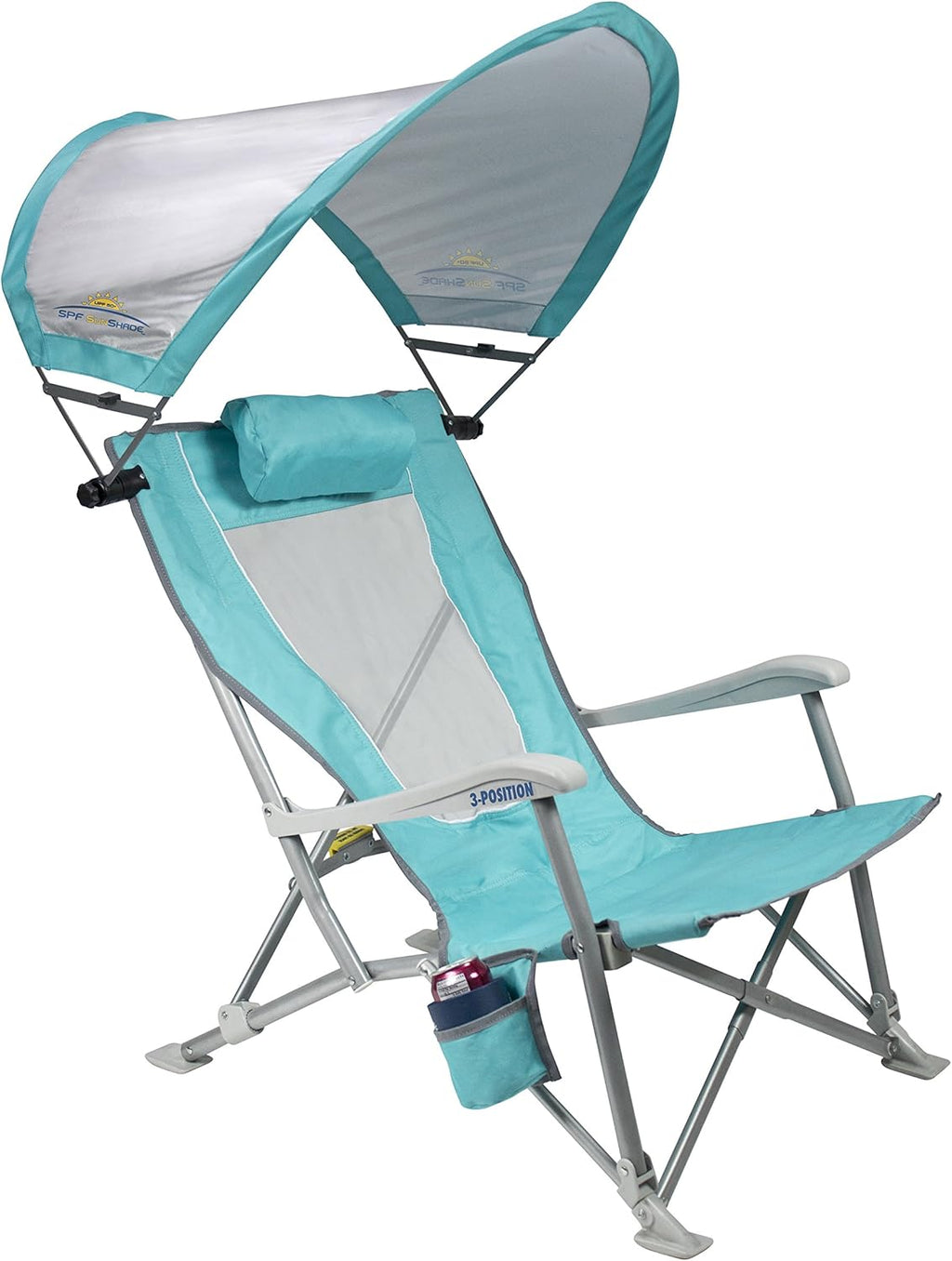 Folding Beach Recliner Chair with Adjustable Canopy J3019
