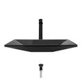 Black Vessel Sink Ensemble with Antique Bronze Finish Faucet, Pop-Up Drain, and Sink Ring V514778