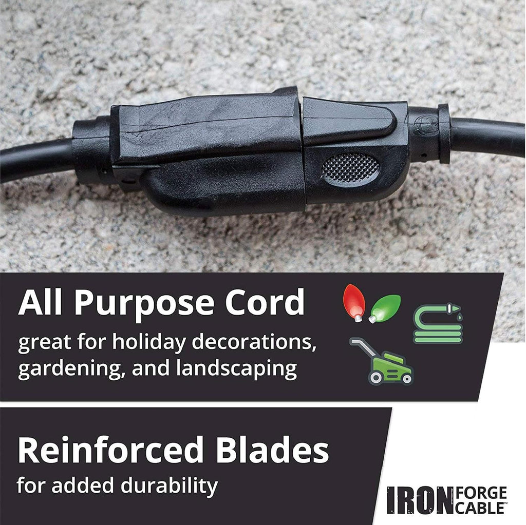 200 Ft 16/3 Black Outdoor Extension Cord with 3 Prong Grounded Plug T6512