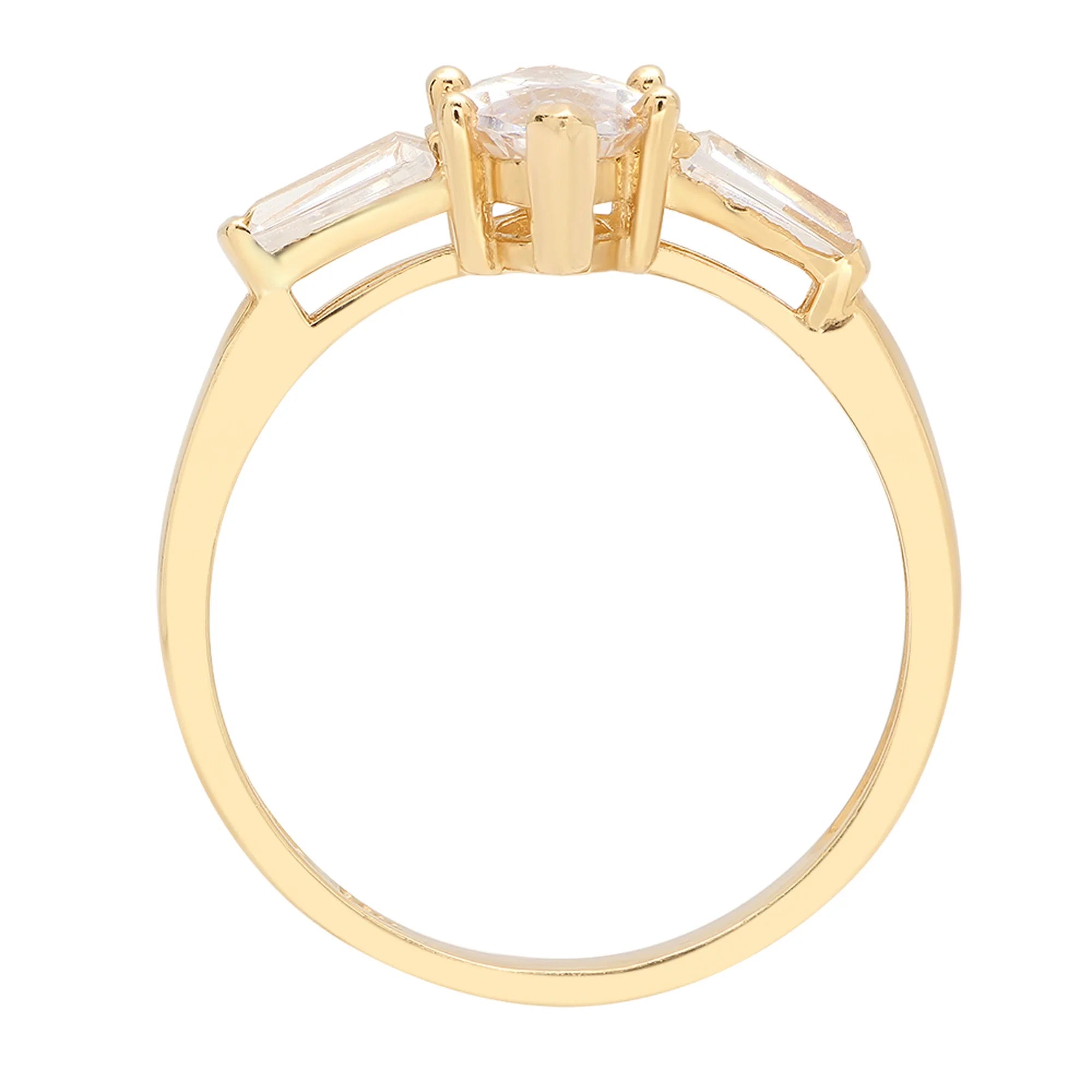 18k Yellow Gold 3 stone Moissanite Ring Size 9.25 R11855
