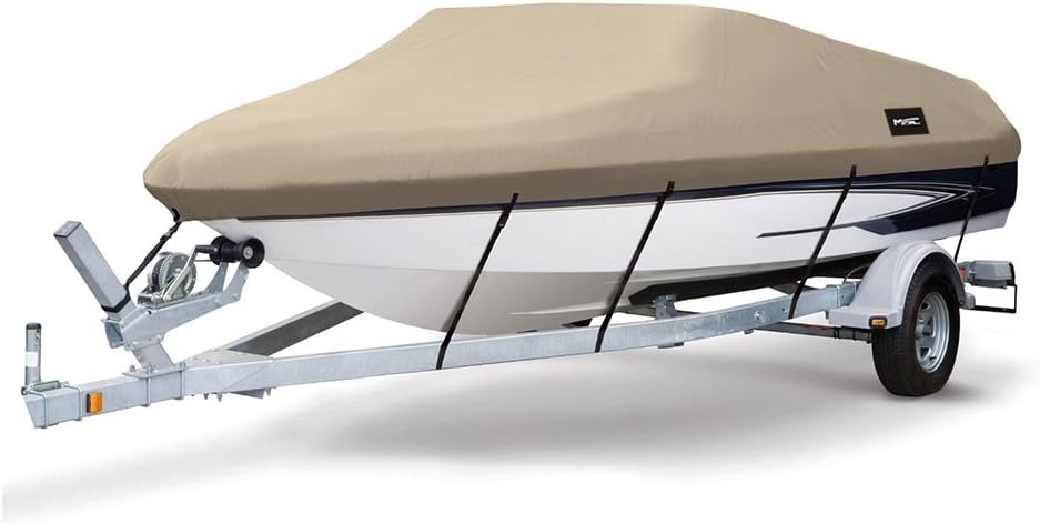 Heavy Duty 600D Marine Grade Polyester Canvas Trailerable Waterproof Boat Cover, Pacific Blue, Pack of 2 O2267