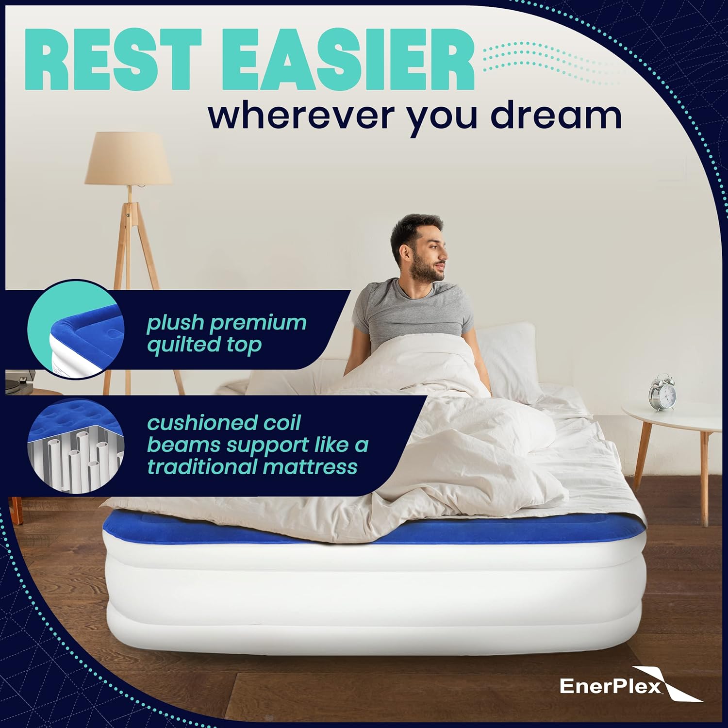 Twin 13 Inch Double Height Inflatable Air Mattress with Built-in Dual Pump L44947