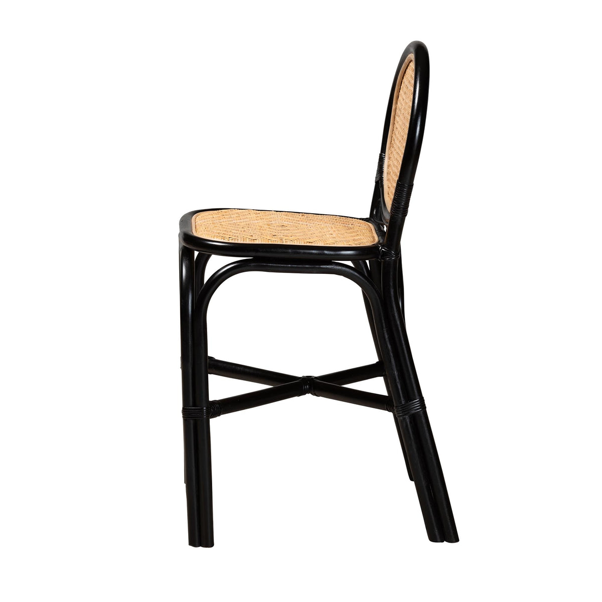 Two-Tone Black and Natural Brown Rattan Counter Stool A8227