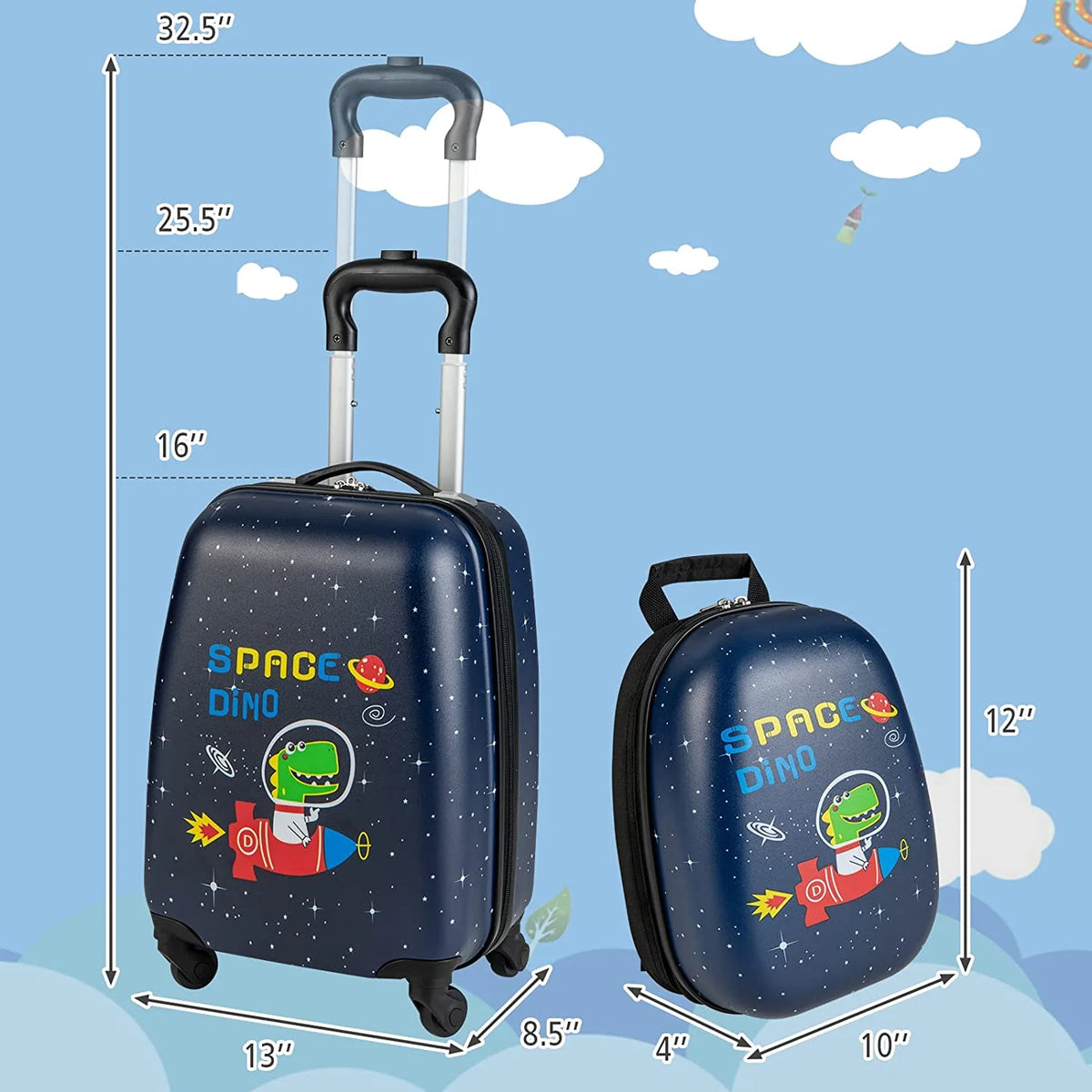 12'' Travel Backpack and 16'' Carry on Suitcase with Rolling Spinner Wheels, 2 Pcs G639