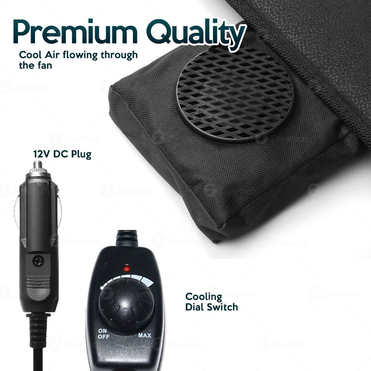 Black Cooling Car Seat Cushion 2-Pack 12V Automotive W945069