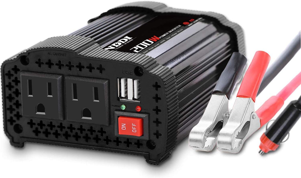 200W 12V DC to 110V AC Car Power Inverter with Dual USB, Pack of 2 R337054