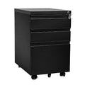 Black 3-Drawer Mobile Metal File Cabinet with Keys X7502