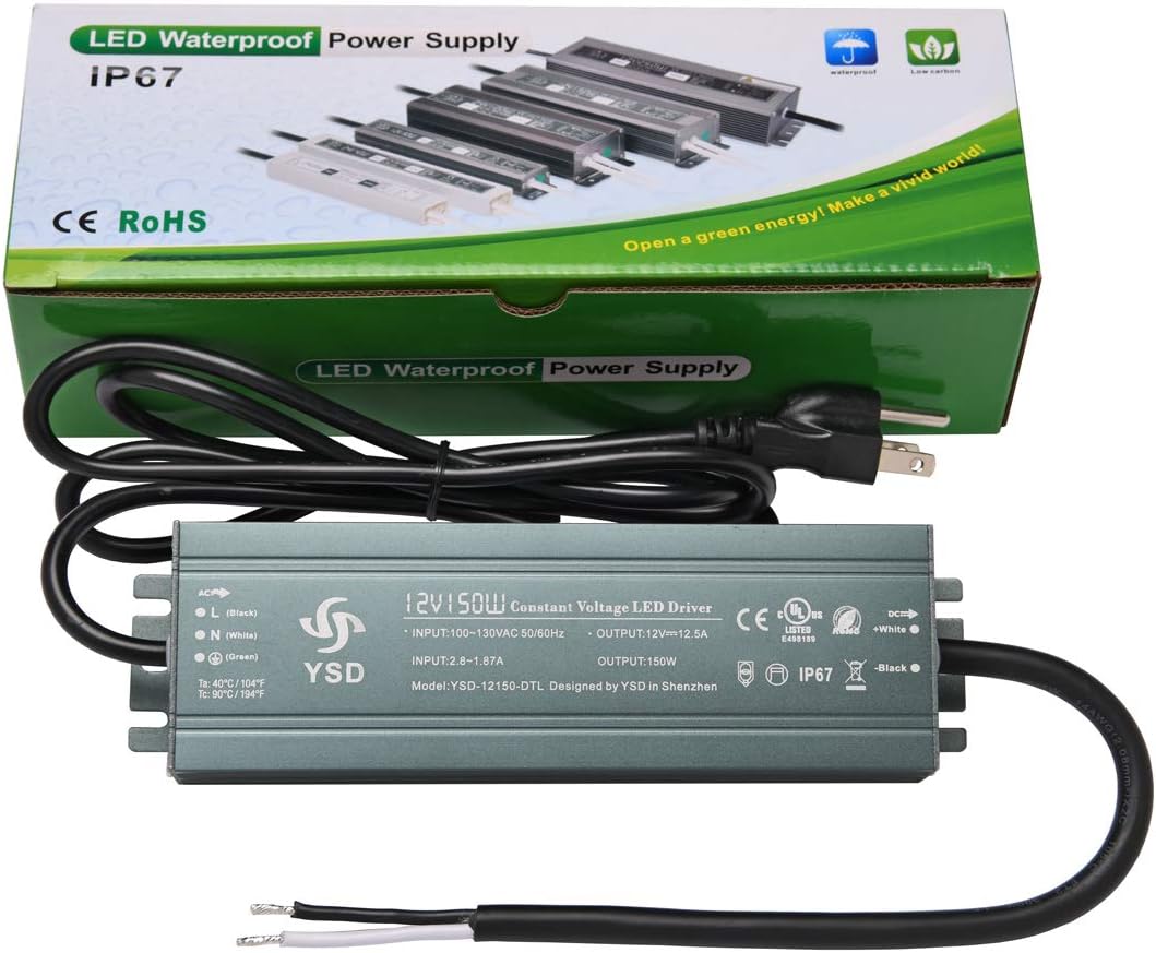 12V 300W LED Driver Transformer, IP67 Waterproof, Pack of 2 G717759