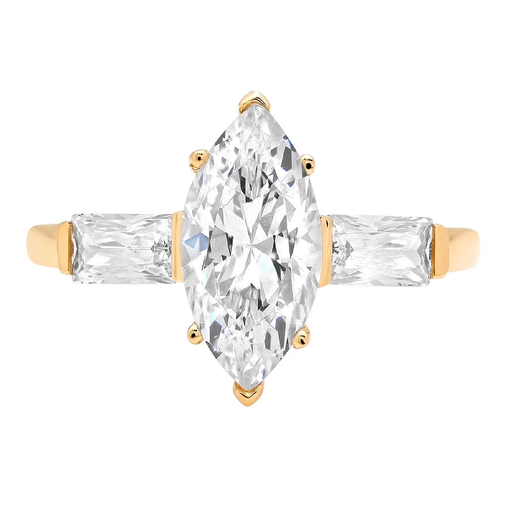 18k Yellow Gold 3 stone Moissanite Ring Size 9.25 R11855