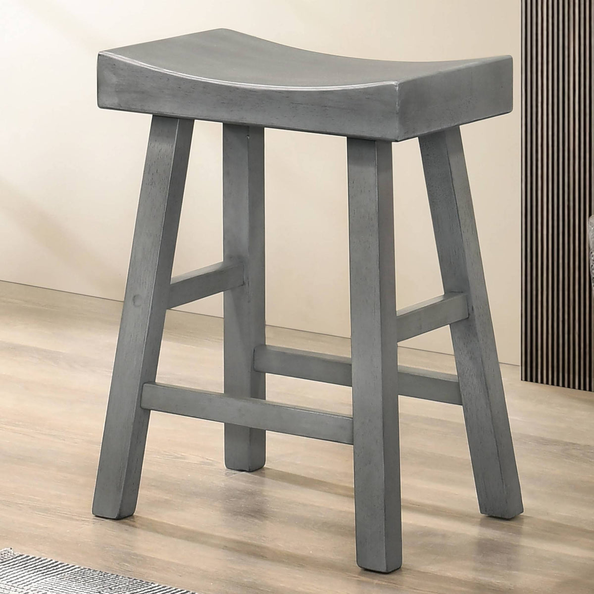 Set of 2 Saddle Stools Antique Gray U672966
