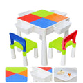 Kids Activity Table and 2 Chairs Set 3-in-1 Building Block Table Water Table S777