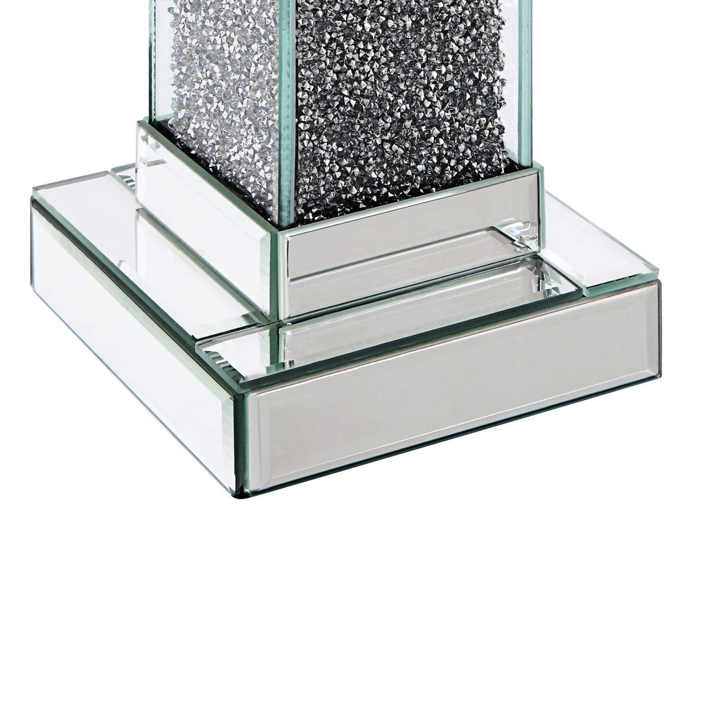 Set of Two Clear Glass Candle Holder with Faux Crystals D531
