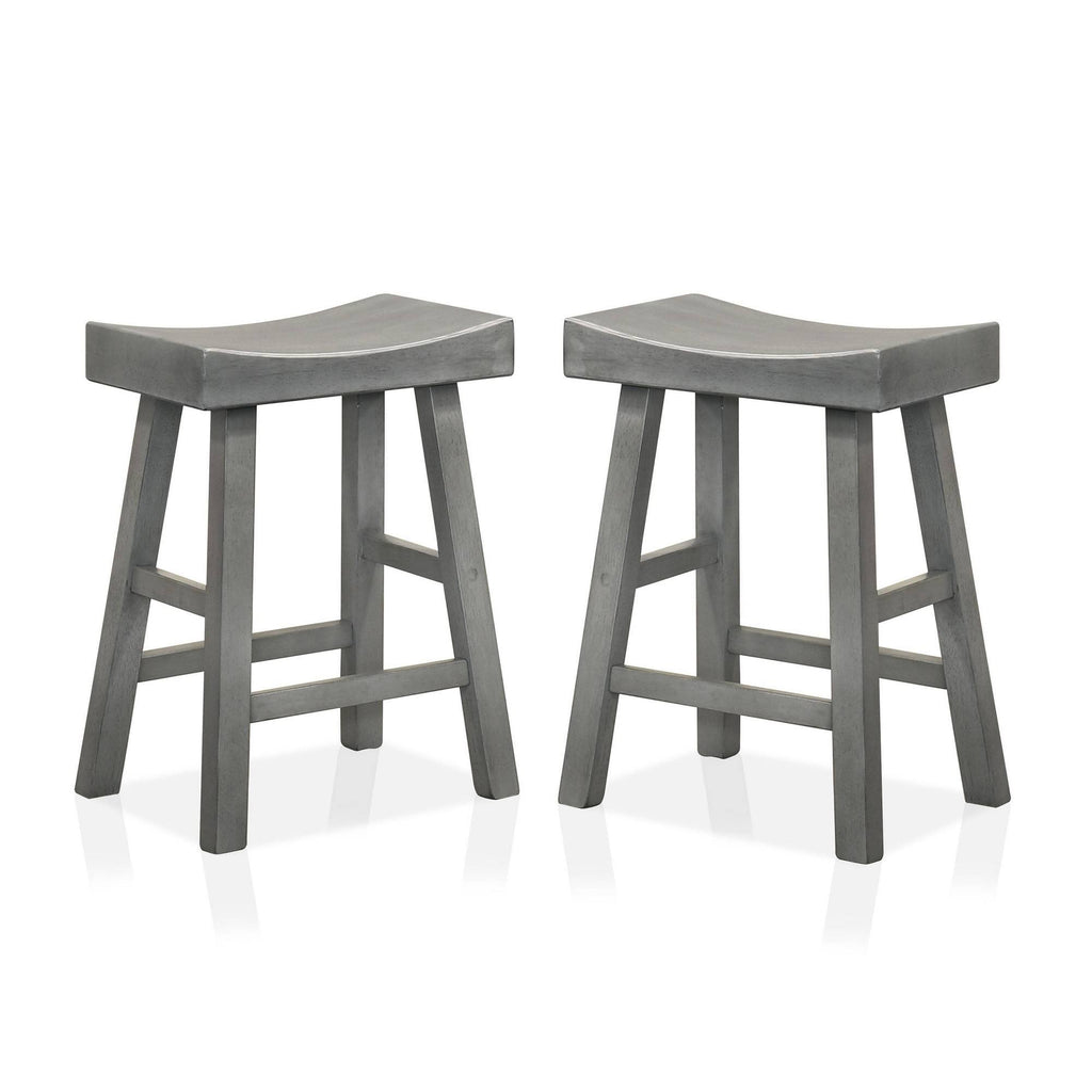 Set of 2 Saddle Stools Antique Gray U672966