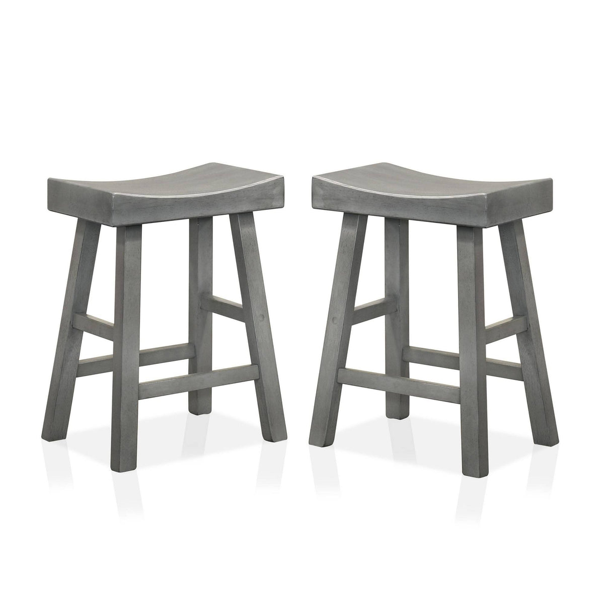 Set of 2 Saddle Stools Antique Gray U672966