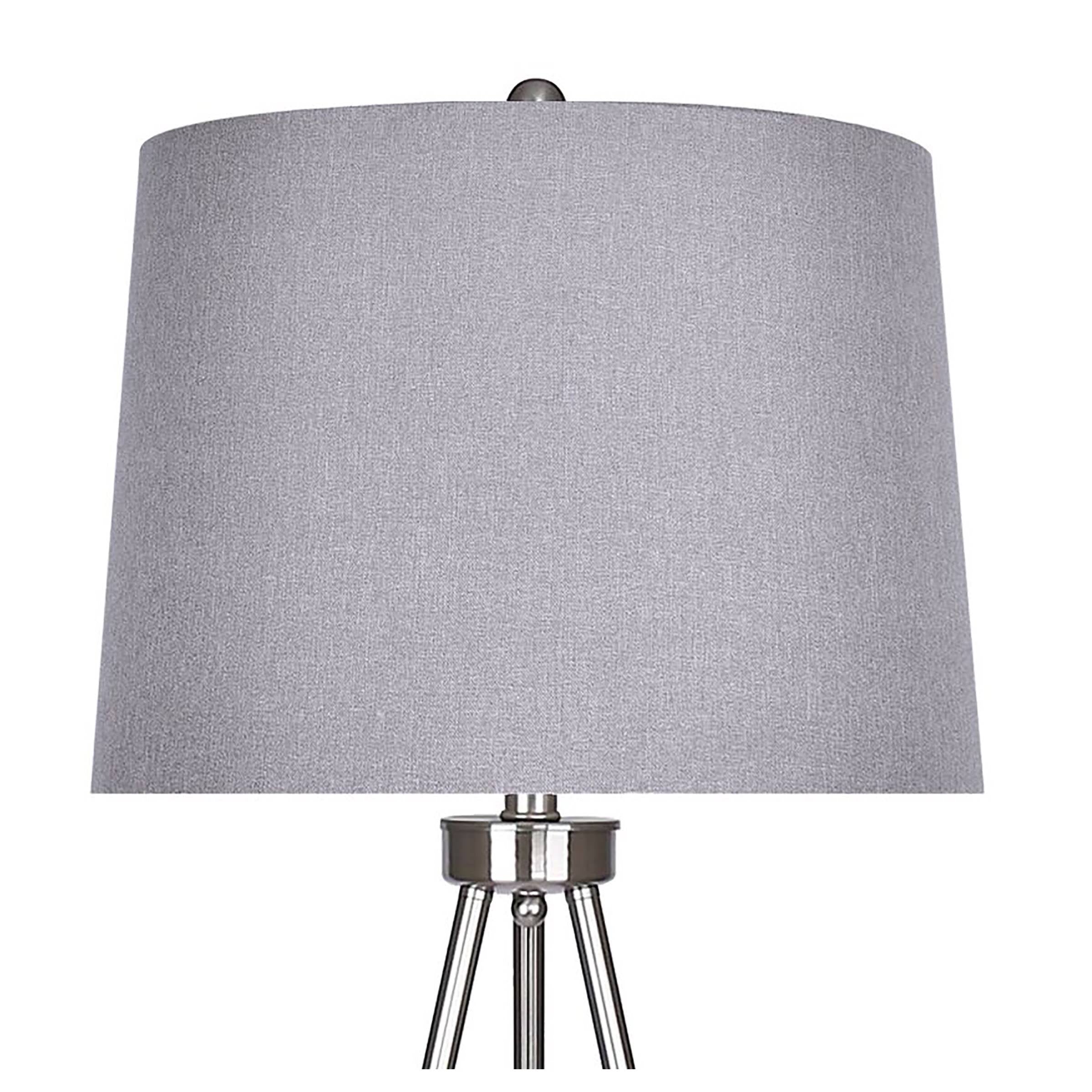 Plated Gold Floor Lamp with Natural Linen E4452