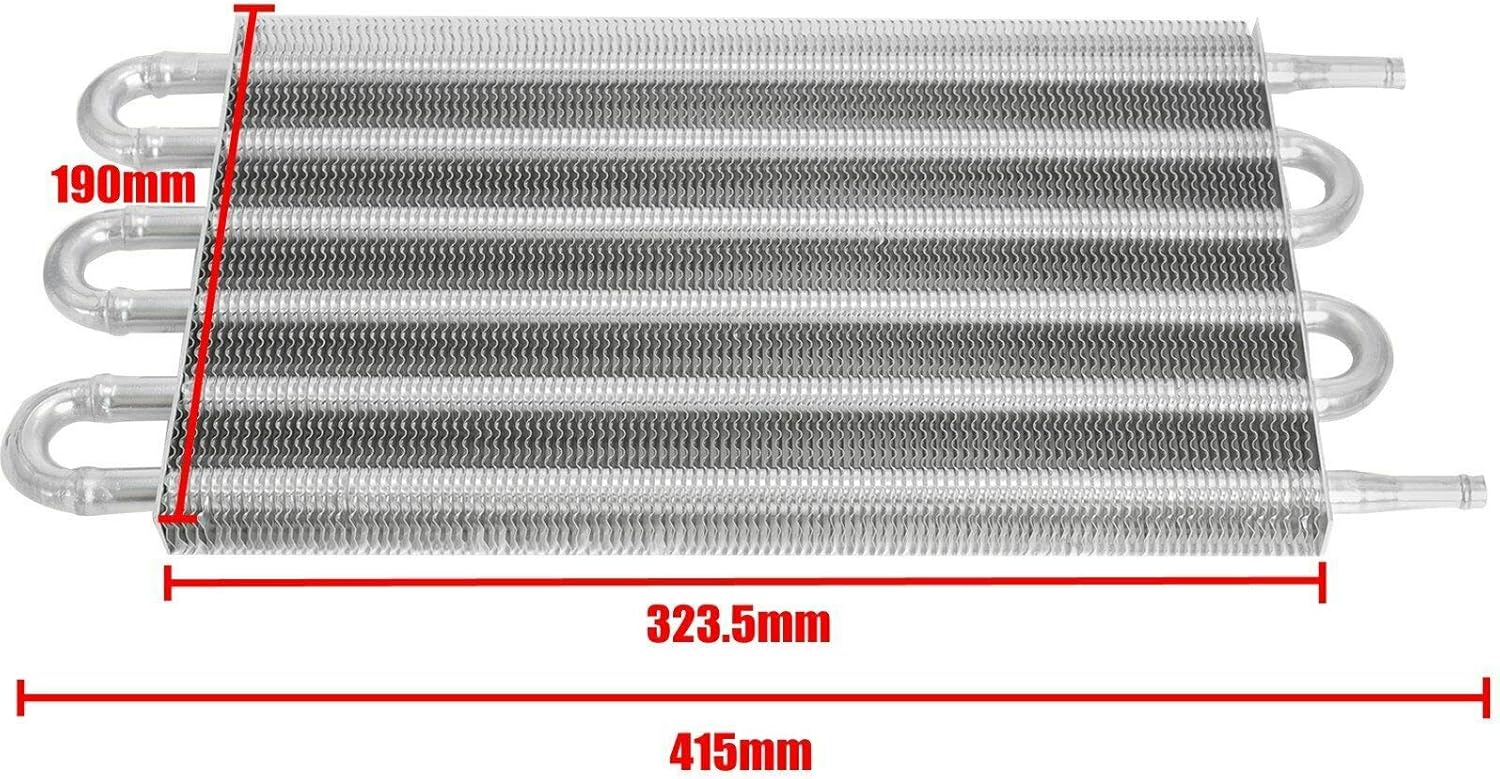 6 Row Transmission Cooler Aluminium Radiator Remote Oil Cooler with 10" Cooling Fan Mounting Kit Pack of 2 E9533