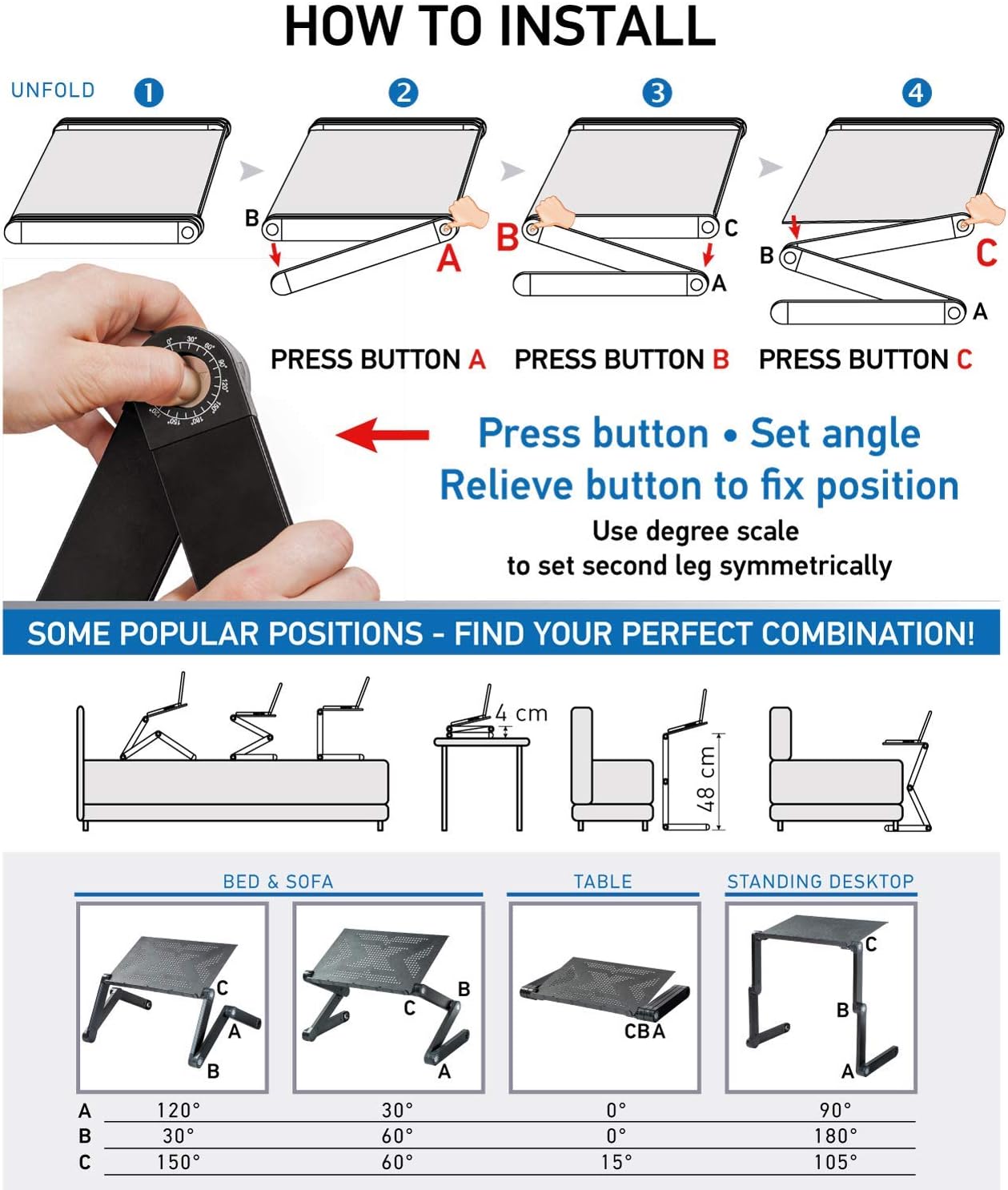 Black Pack of 2 Folding Laptop Table P421459