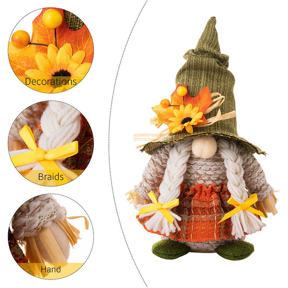 2 Pcs Thanksgiving Harvest Gnome Elf Desktop Party Decor E60642