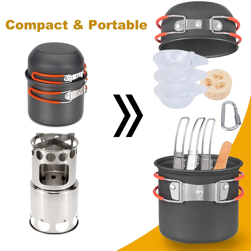 Camping Cookware Mess Kit with Camping Stove N84212