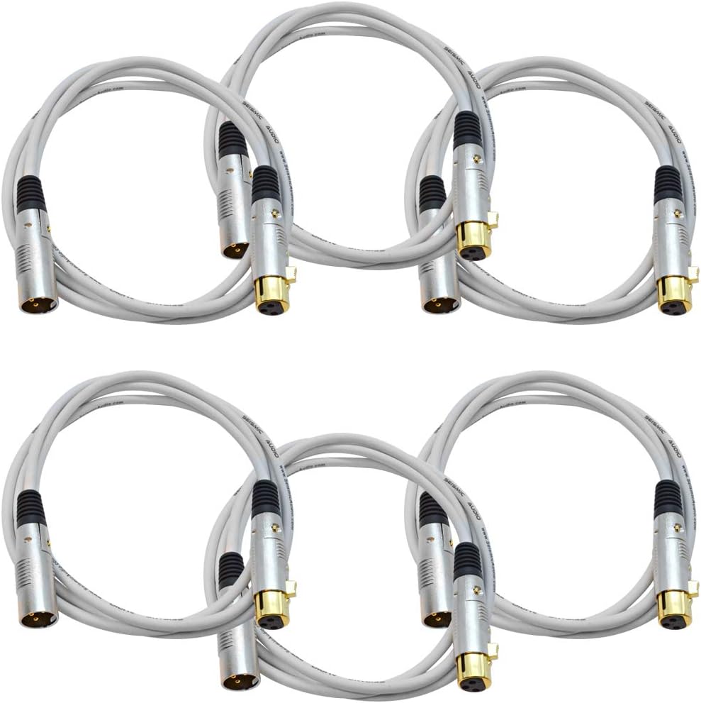 6 Pack 6 Foot Gold Plated Orange XLR Microphone Cable R49635