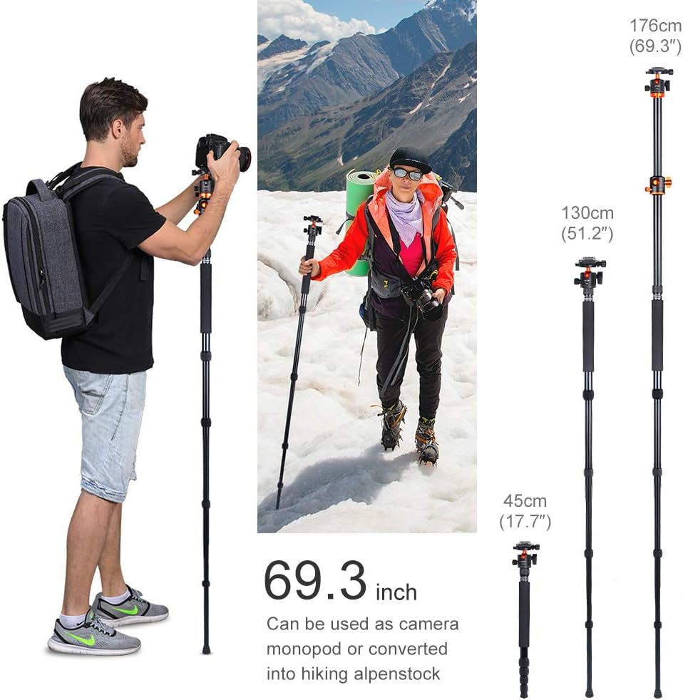 67 inch Aluminum Camera Tripod with 360 Degree Ball Head Quick Release Plate A600219