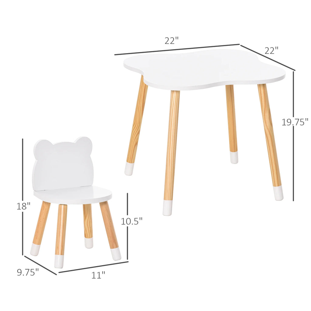 White Wooden Kids Table and 2 Chairs Set E994967