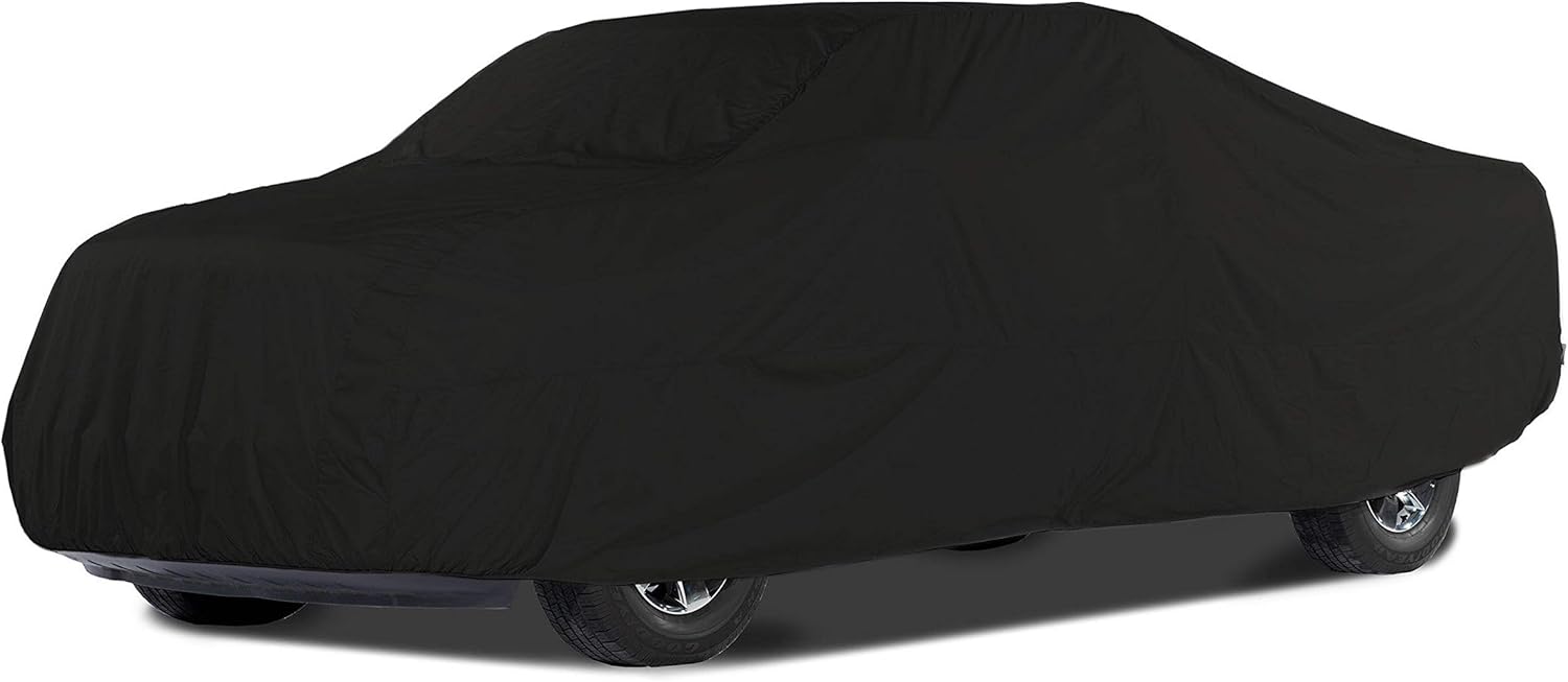 Black Heavy-Duty Polyester Car Cover with Mesh Vent S42783
