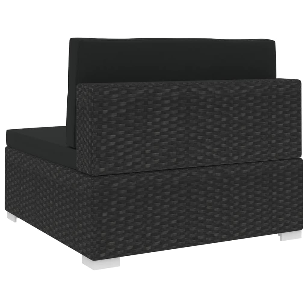 Poly Rattan Black Sectional Middle Seat with Cushions L472