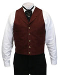 Crimson Red Cotton Notch Collar Work Vest U158963