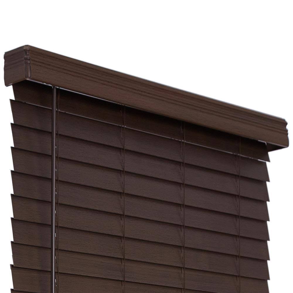 Cordless Brown Faux Wood Room Darkening Horizontal Blinds A891350