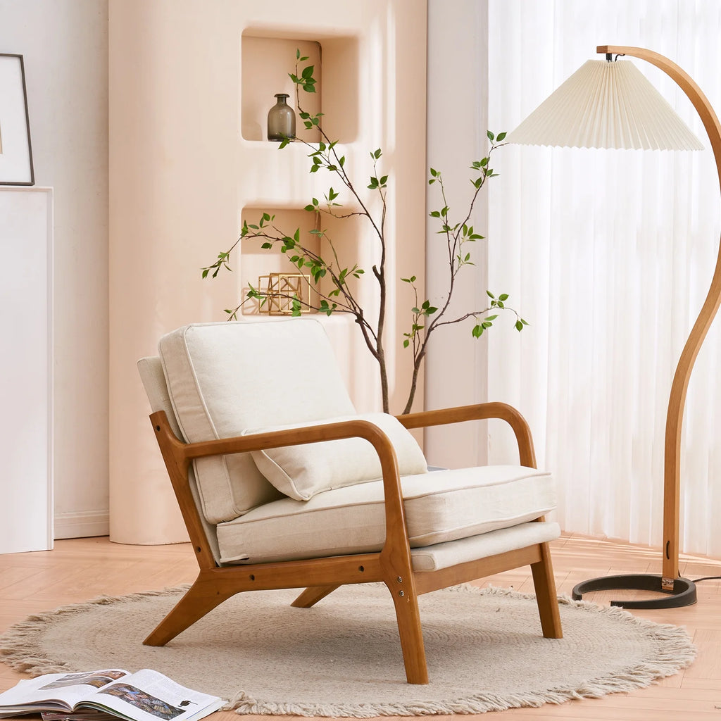 Velvet Accent Chair with Wood Feet M3009