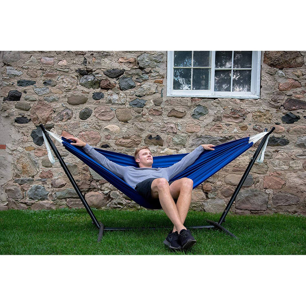 Royal Blue Polyester Hammock with Stand Q62954